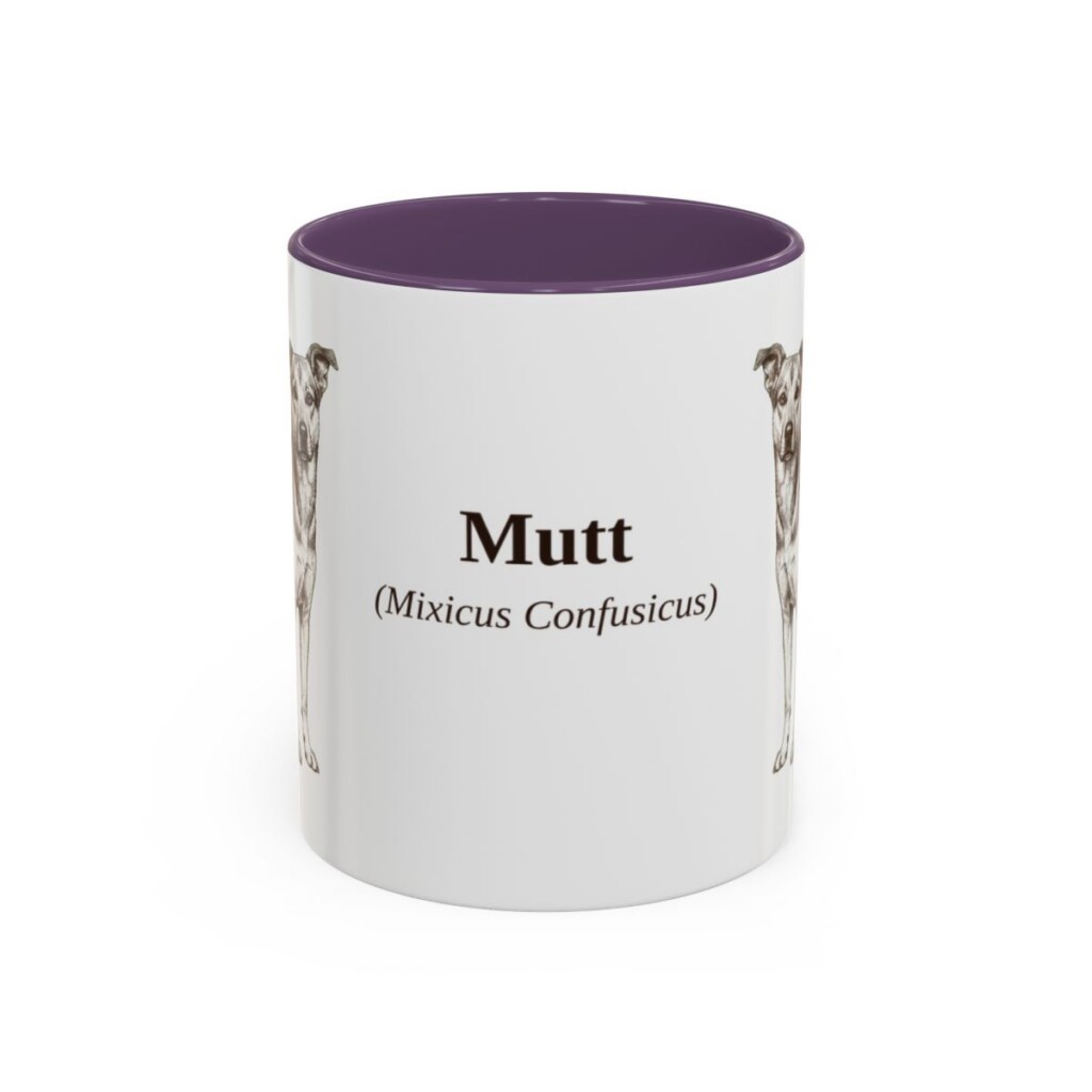 11oz Mutt Latin Mug, Purple, front view