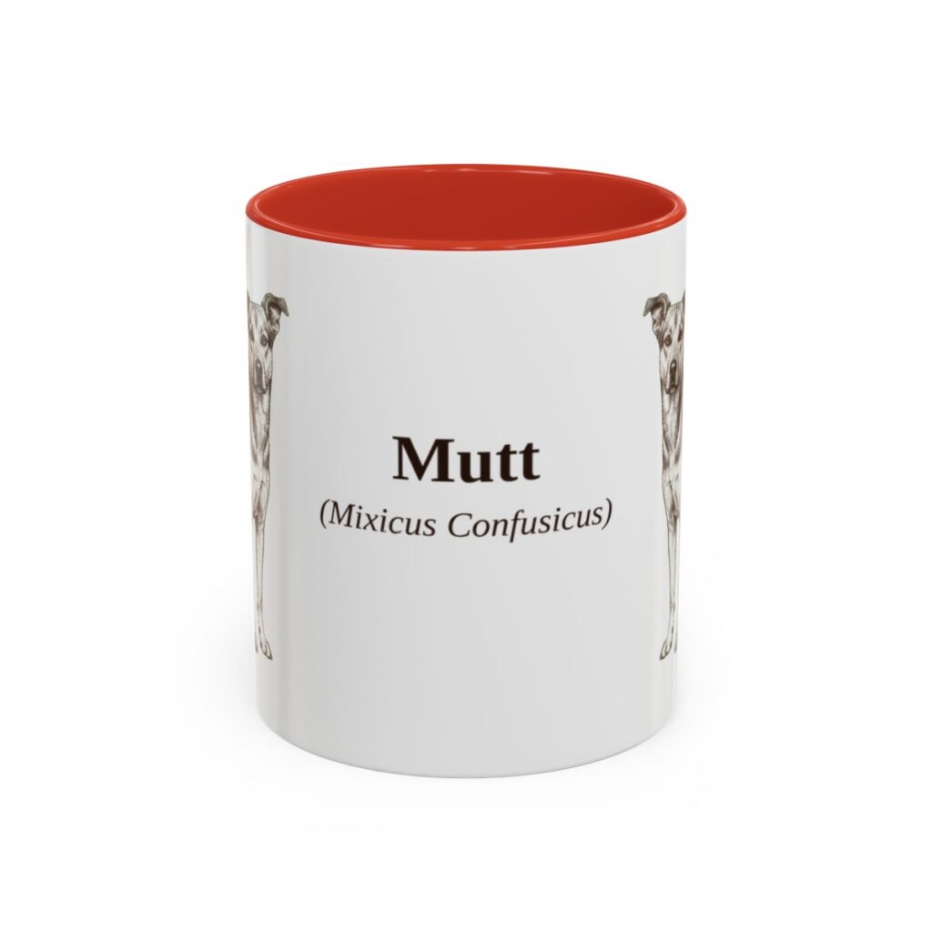 11oz Mutt Latin Mug, Red, front view