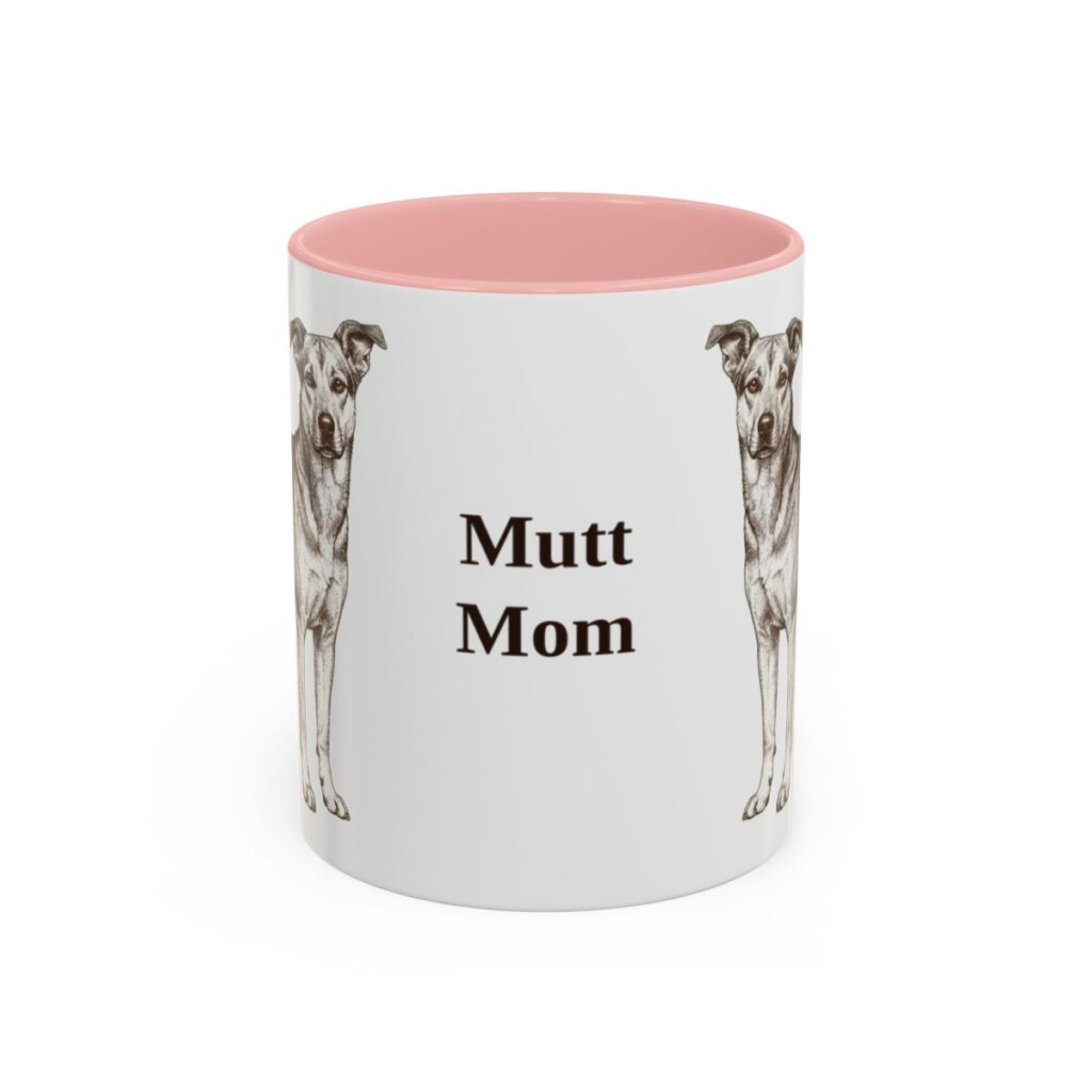 11oz Mutt Dog Mom Mug, Pink, front view