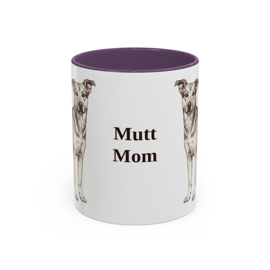 11oz Mutt Dog Mom Mug, Purple, front view