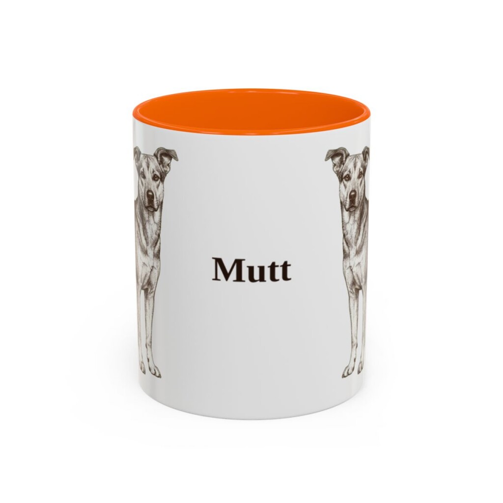 11oz Mutt Mug, Orange, front view