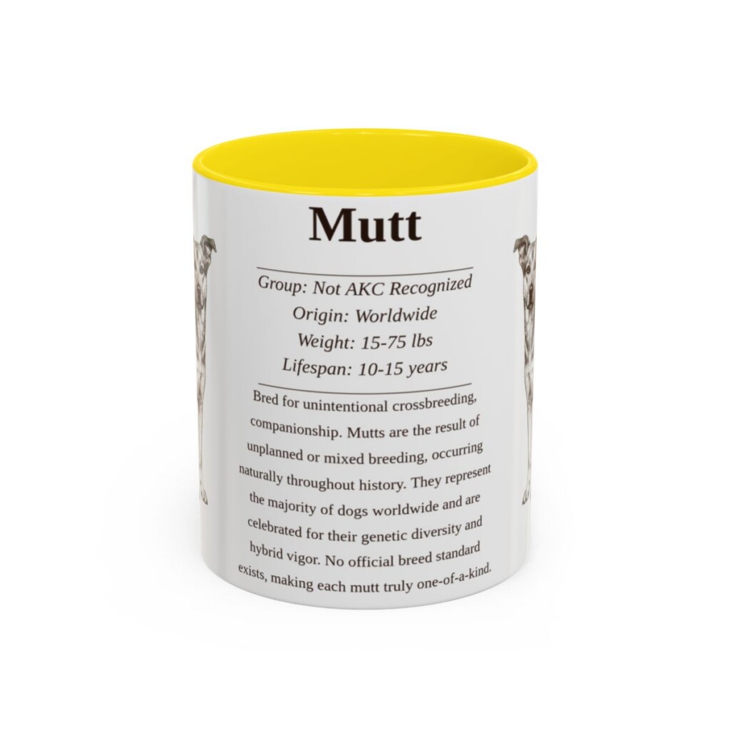 11oz Mutt Mug, Yellow, front view
