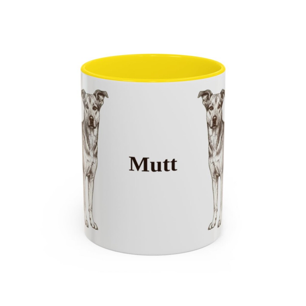 11oz Mutt Mug, Yellow, front view
