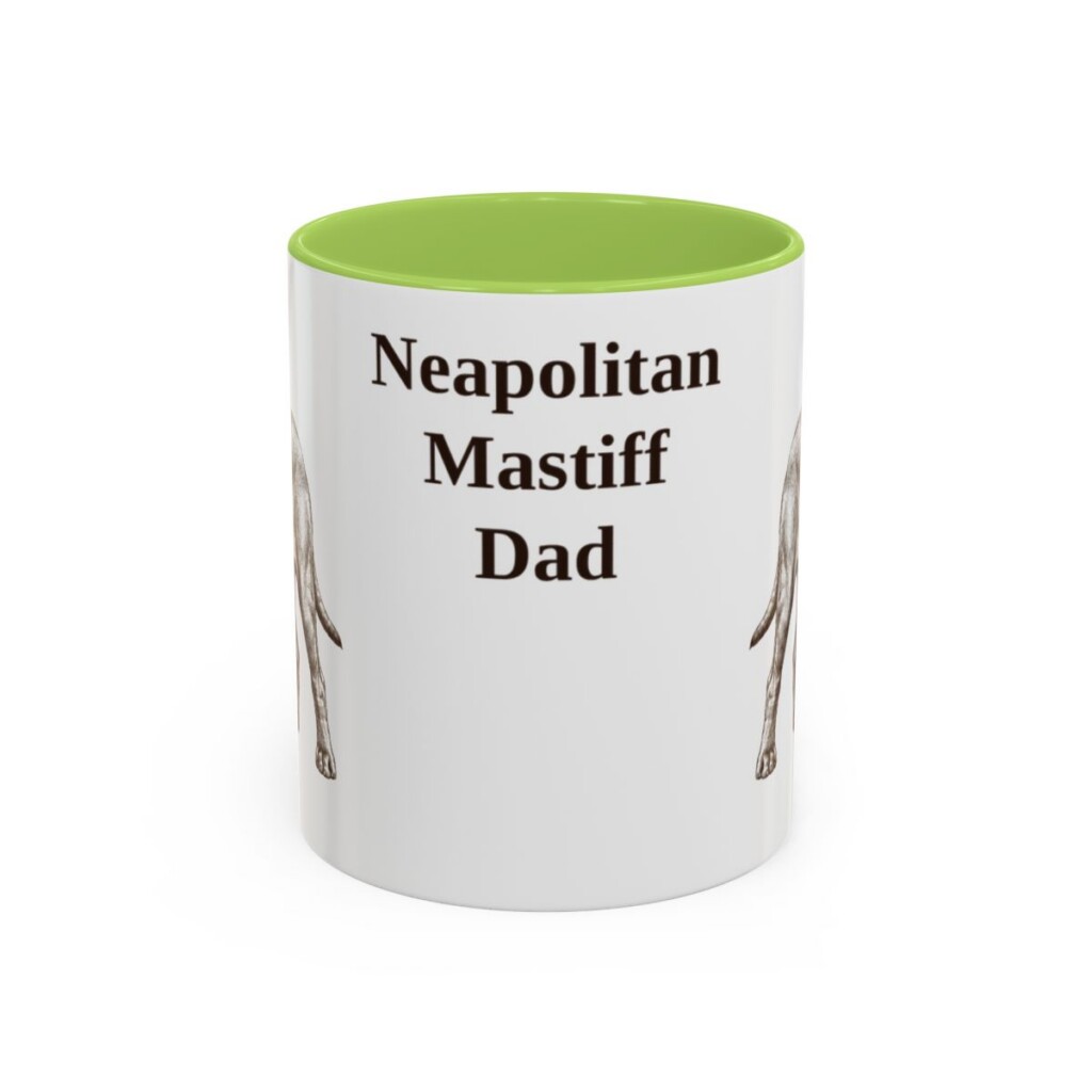 11oz Neapolitan Mastiff Dog Dad Mug, Light Green, front view