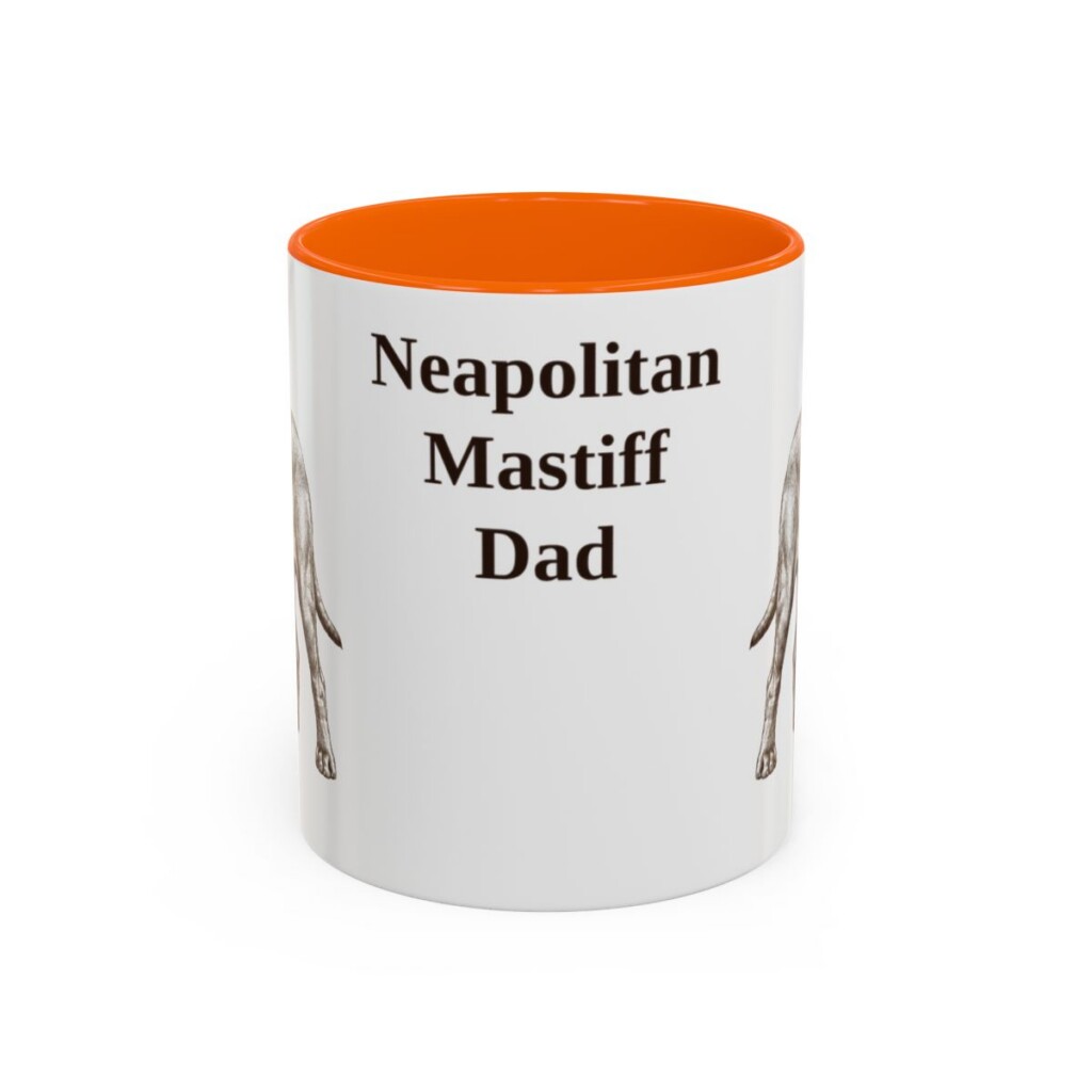 11oz Neapolitan Mastiff Dog Dad Mug, Orange, front view