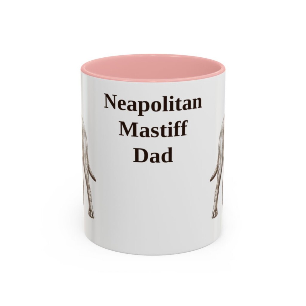 11oz Neapolitan Mastiff Dog Dad Mug, Pink, front view
