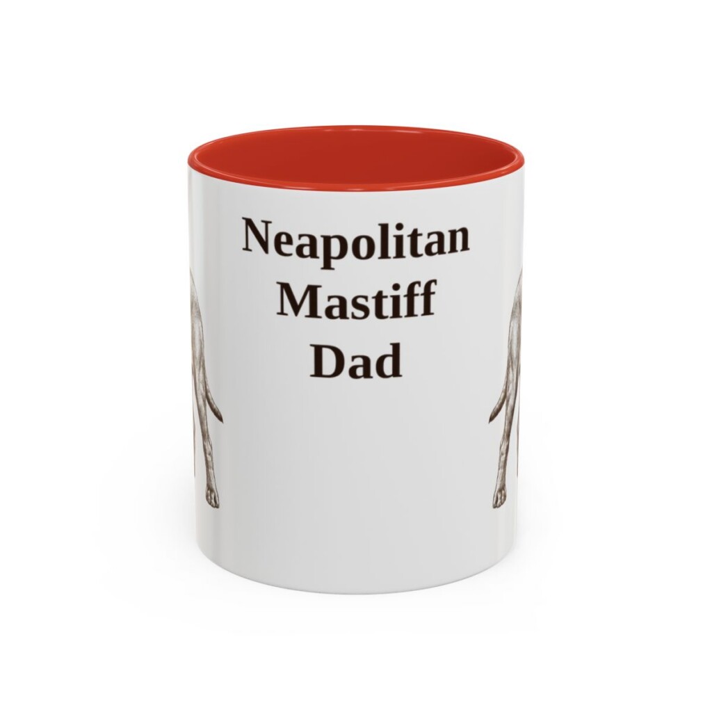 11oz Neapolitan Mastiff Dog Dad Mug, Red, front view