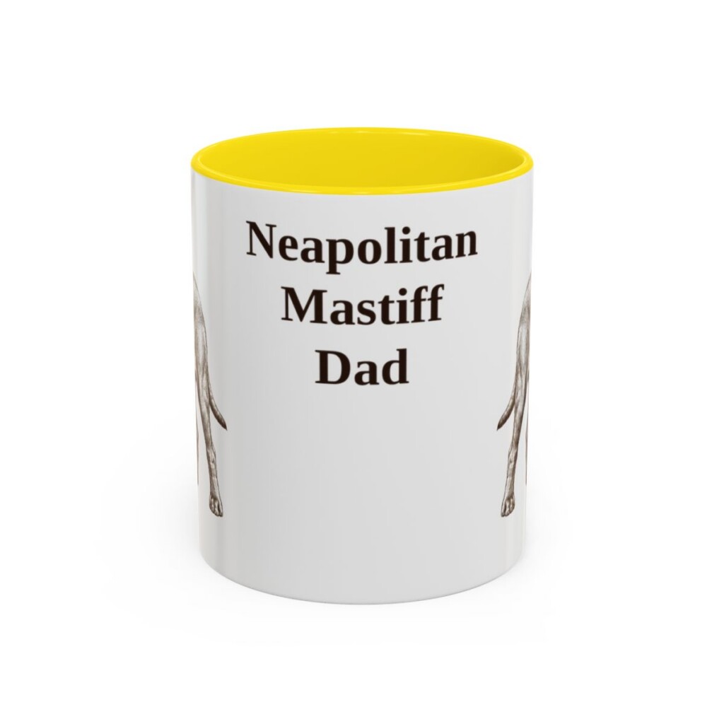 11oz Neapolitan Mastiff Dog Dad Mug, Yellow, front view
