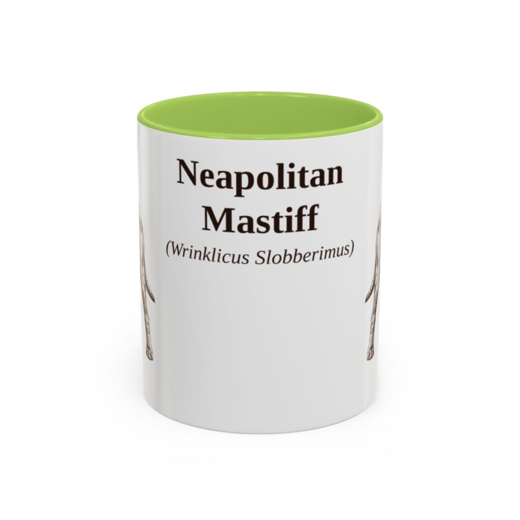 11oz Neapolitan Mastiff Latin Mug, Light Green, front view