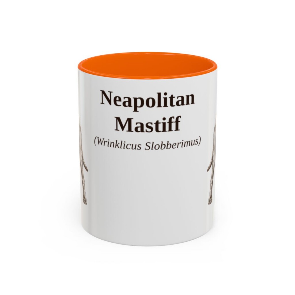 11oz Neapolitan Mastiff Latin Mug, Orange, front view