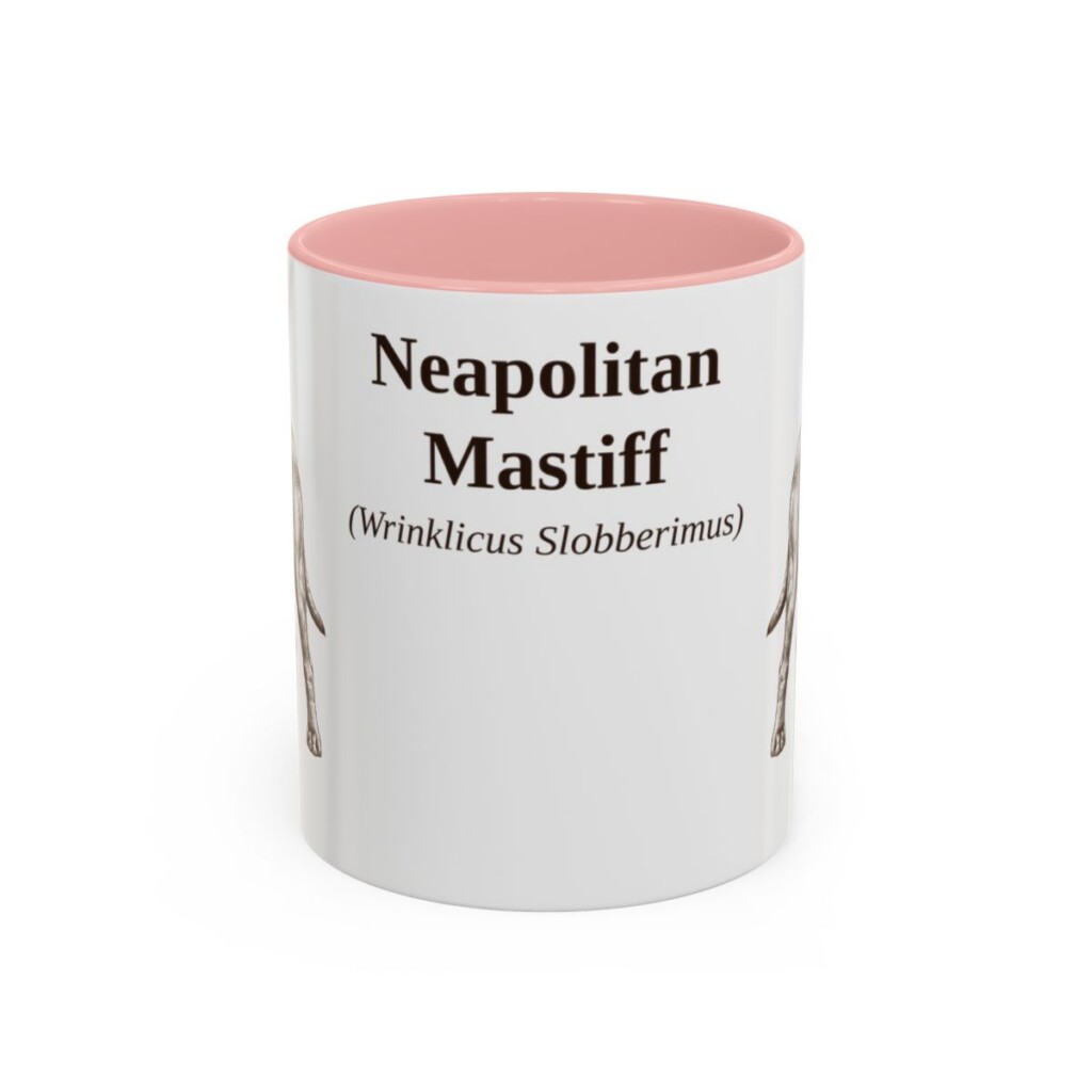 11oz Neapolitan Mastiff Latin Mug, Pink, front view