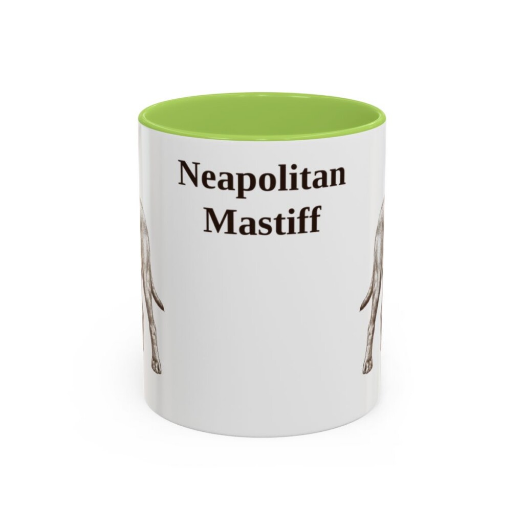 11oz Neapolitan Mastiff Mug, Light Green, front view