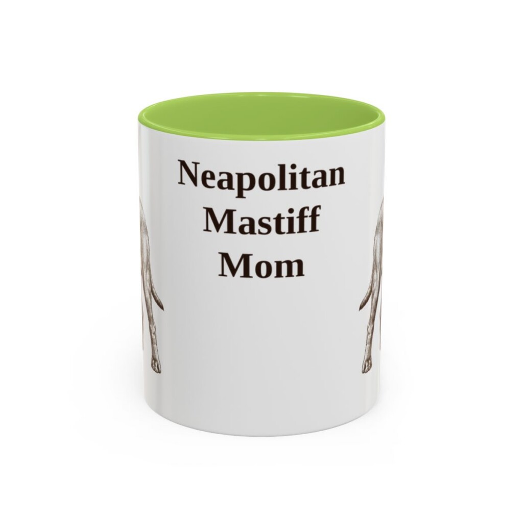 11oz Neapolitan Mastiff Dog Mom Mug, Light Green, front view