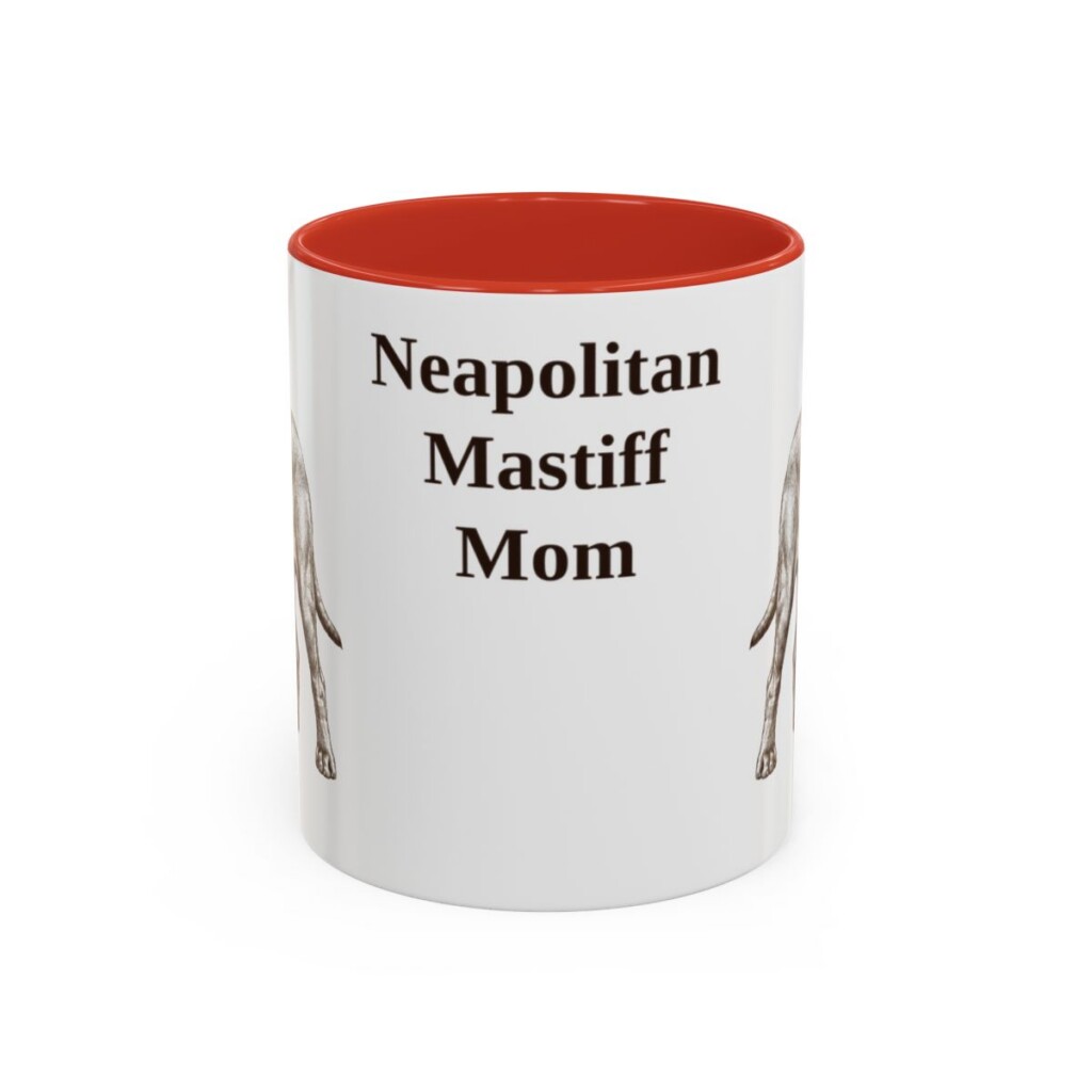 11oz Neapolitan Mastiff Dog Mom Mug, Red, front view