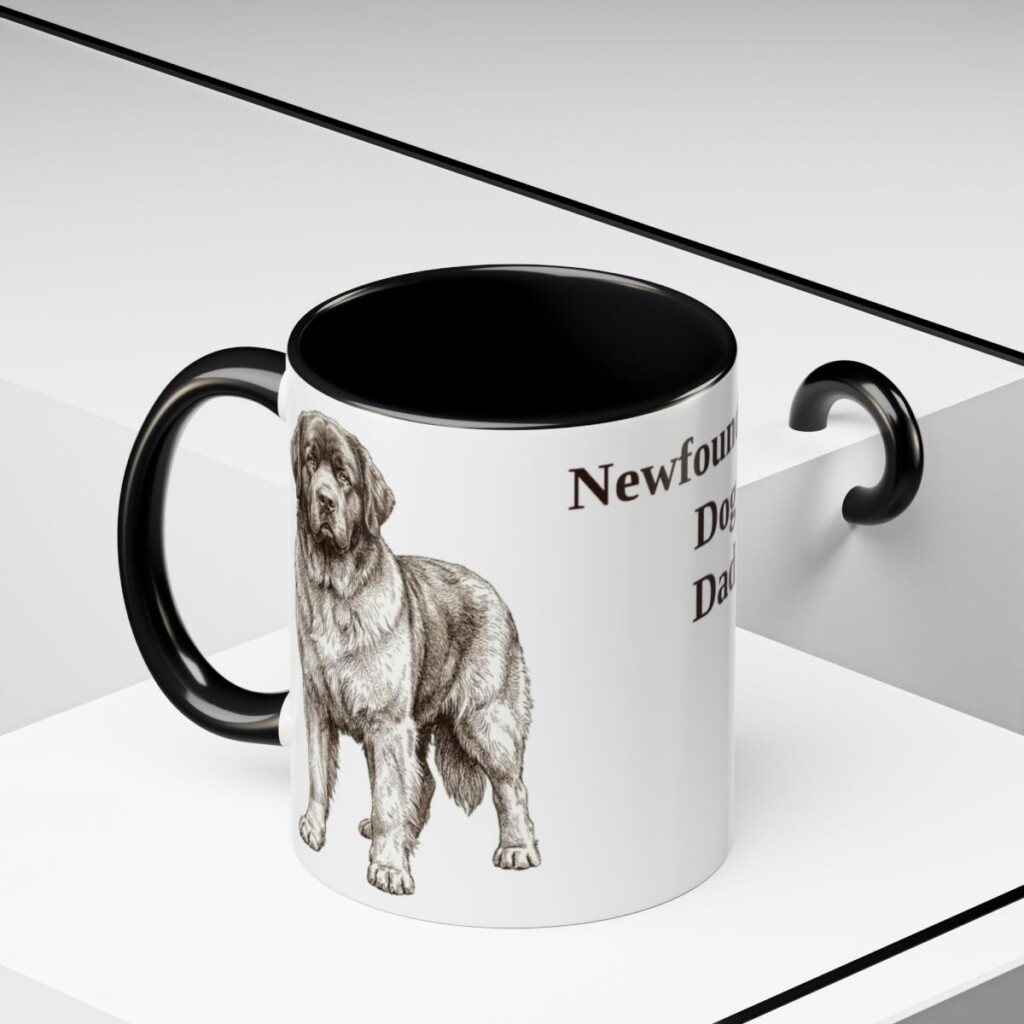 11oz Newfoundland Dog Dog Dad Mug, Black, lifestyle photo