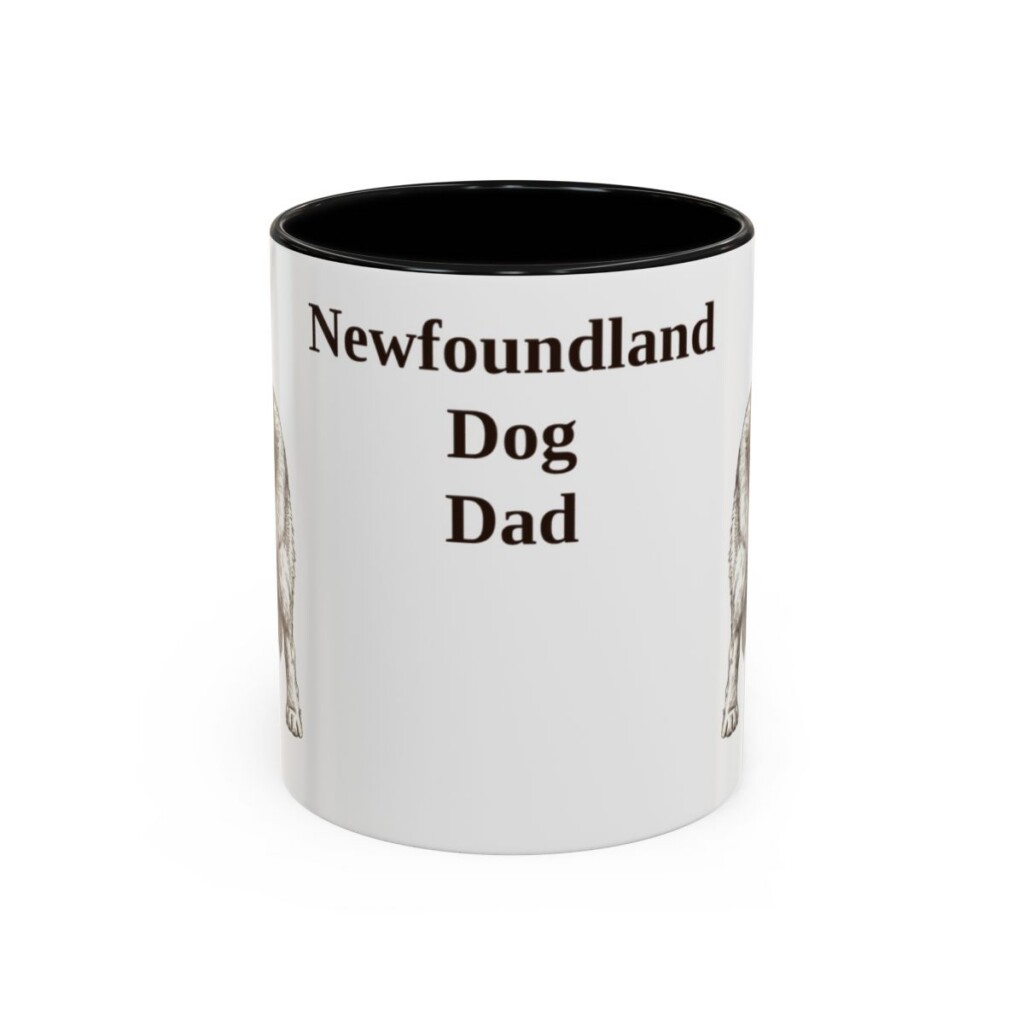 11oz Newfoundland Dog Dog Dad Mug, Black, front view