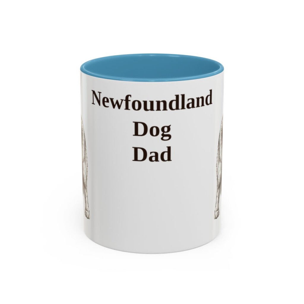 11oz Newfoundland Dog Dog Dad Mug, Light Blue, front view