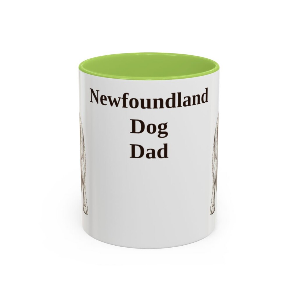 11oz Newfoundland Dog Dog Dad Mug, Light Green, front view