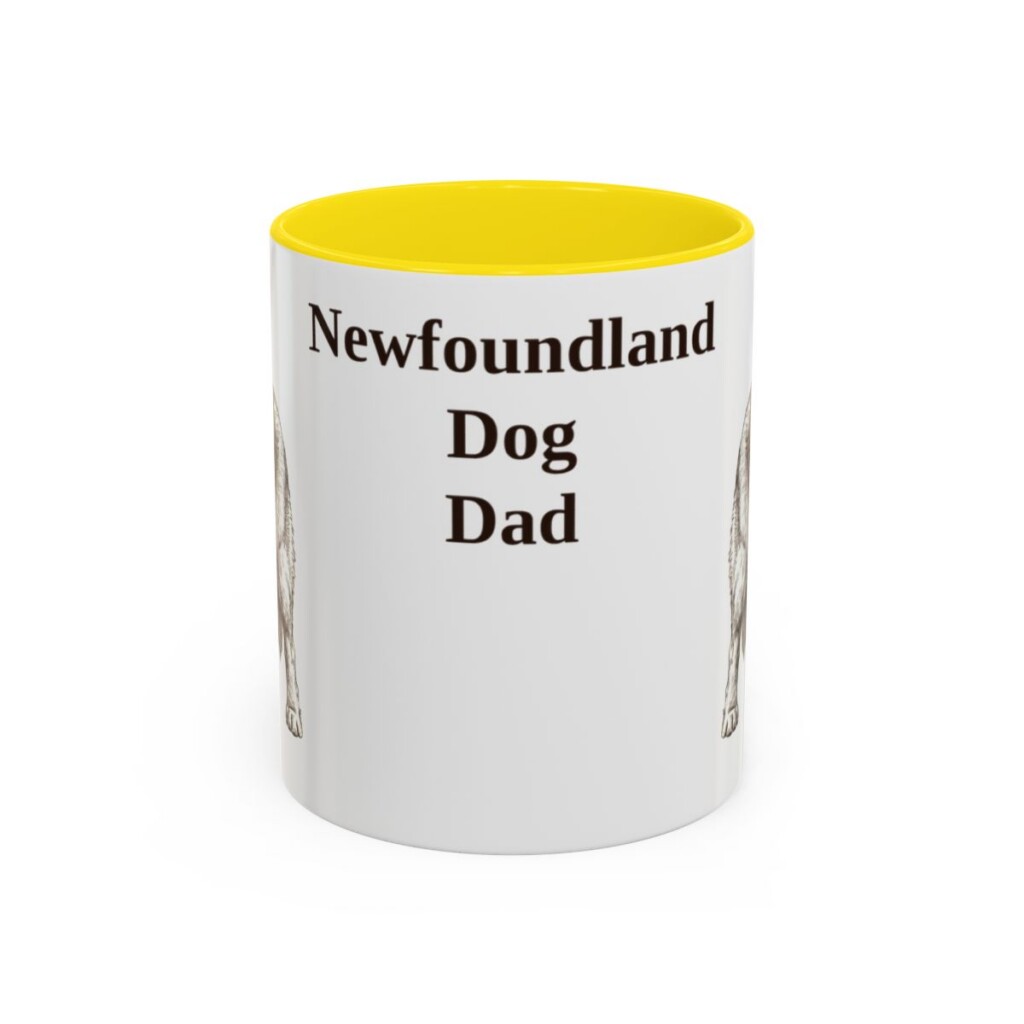 11oz Newfoundland Dog Dog Dad Mug, Yellow, front view