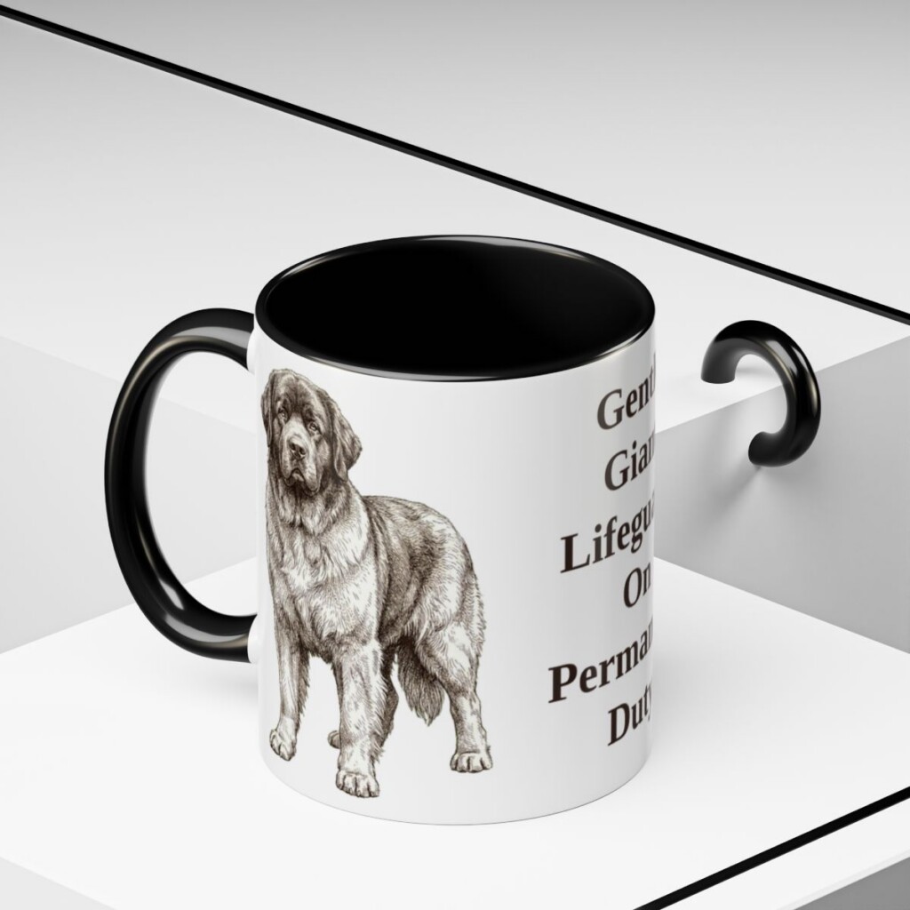 11oz-newfoundland-dog-mug-humor-black-context-2 11oz Funny Newfoundland Dog Mug, Black, lifestyle photo