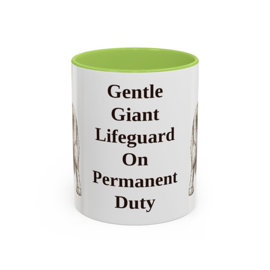 11oz-newfoundland-dog-mug-humor-light-green 11oz Funny Newfoundland Dog Mug, Light Green, front view