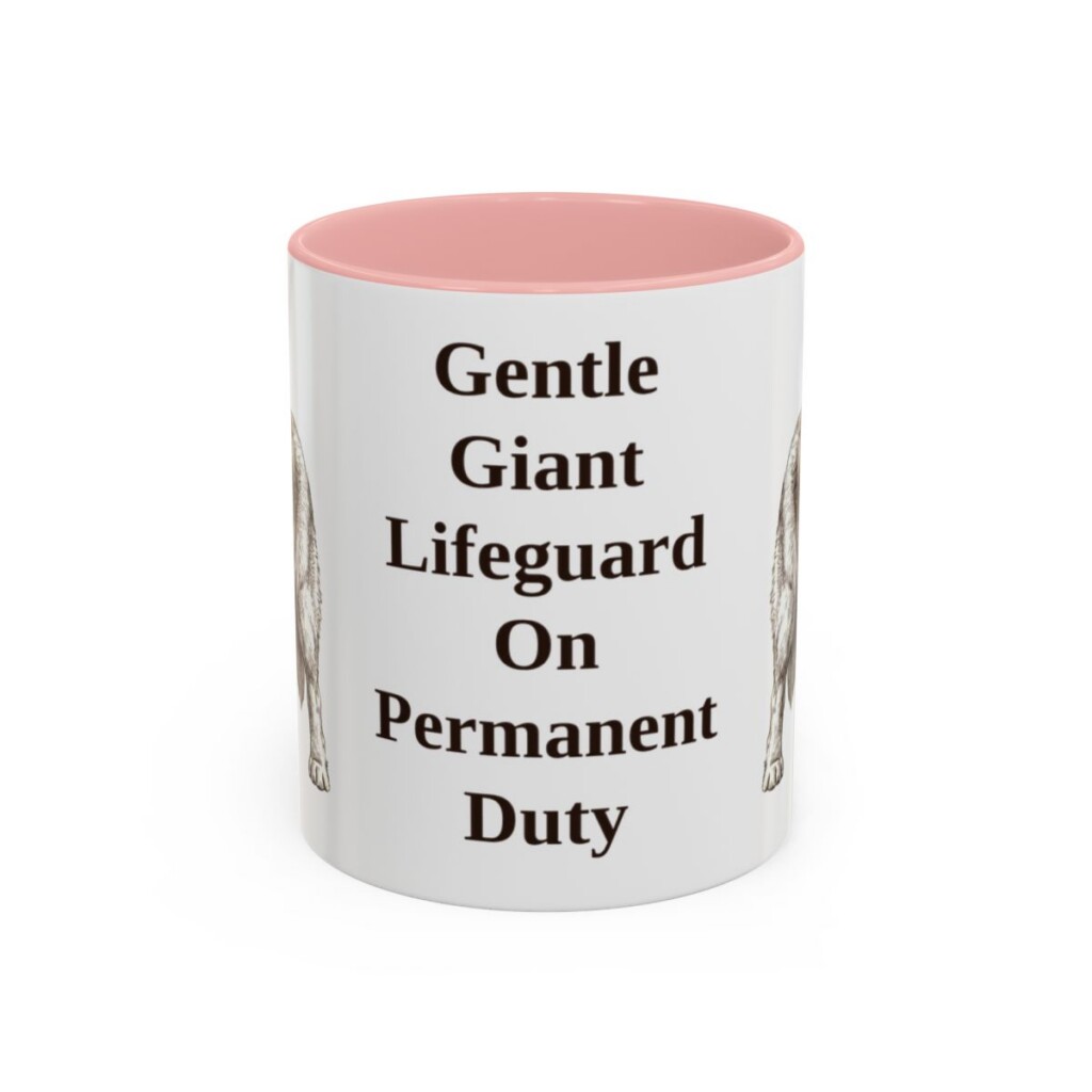 11oz-newfoundland-dog-mug-humor-pink 11oz Funny Newfoundland Dog Mug, Pink, front view
