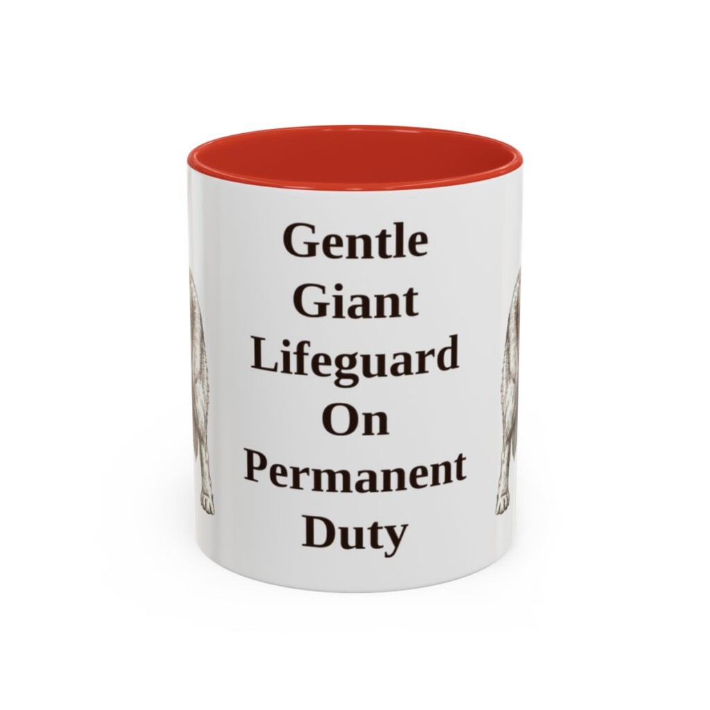 11oz-newfoundland-dog-mug-humor-red 11oz Funny Newfoundland Dog Mug, Red, front view