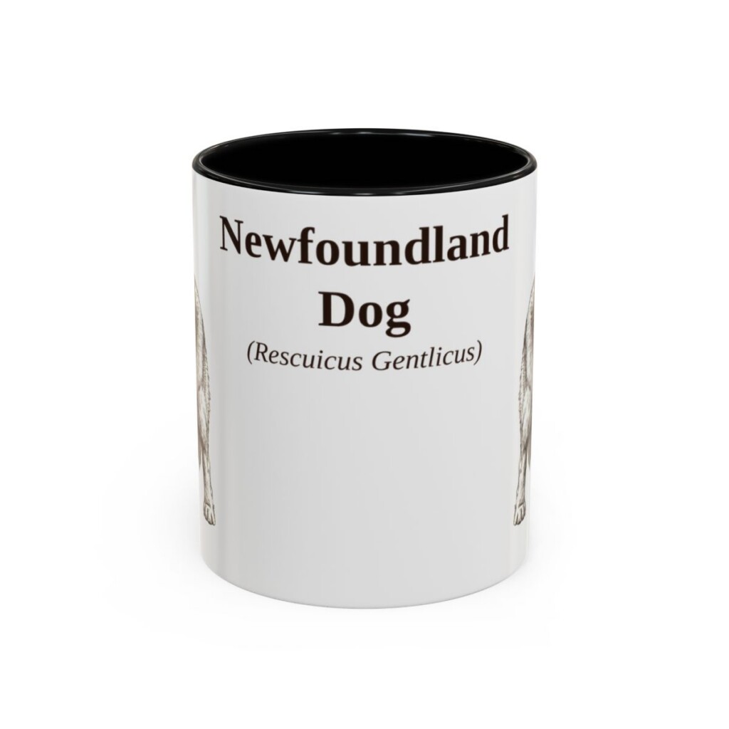 11oz Newfoundland Dog Latin Mug, Black, front view