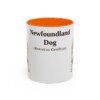11oz Newfoundland Dog Latin Mug, Orange, front view