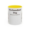 11oz Newfoundland Dog Latin Mug, Yellow, front view