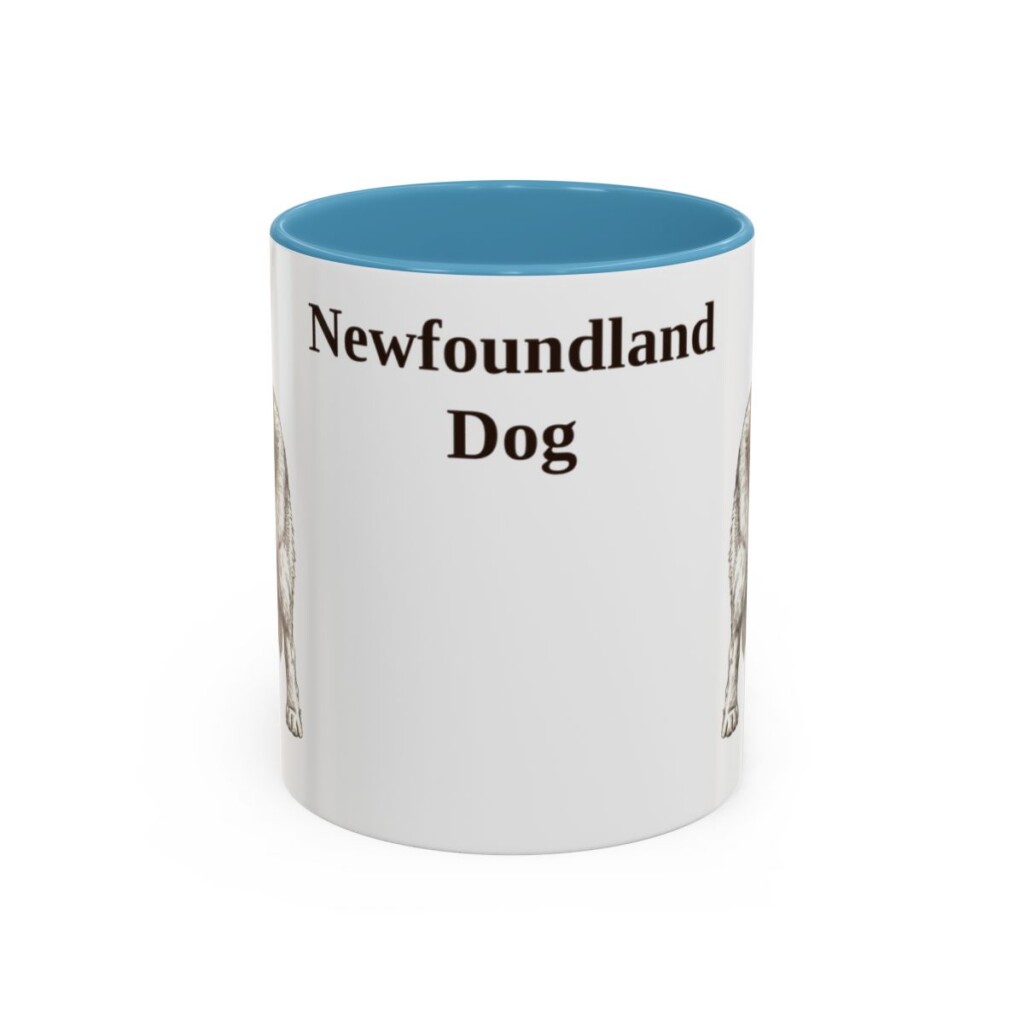 11oz-newfoundland-dog-mug-light-blue 11oz Newfoundland Dog Mug, Light Blue, front view