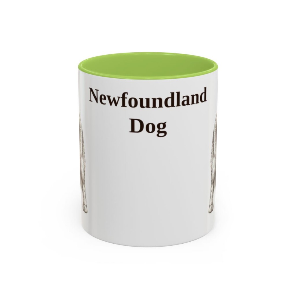 11oz-newfoundland-dog-mug-light-green 11oz Newfoundland Dog Mug, Light Green, front view