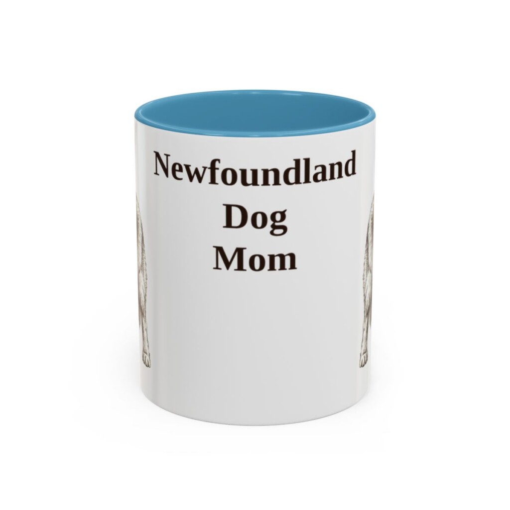 11oz Newfoundland Dog Dog Mom Mug, Light Blue, front view