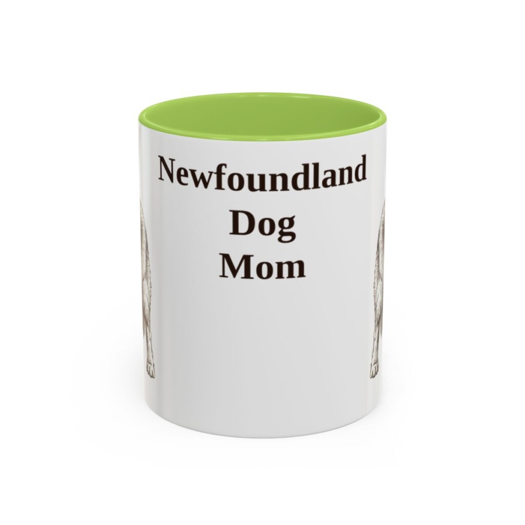 11oz Newfoundland Dog Dog Mom Mug, Light Green, front view