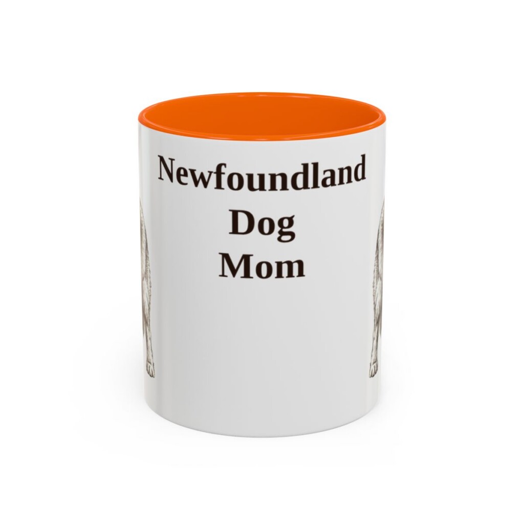 11oz Newfoundland Dog Dog Mom Mug, Orange, front view
