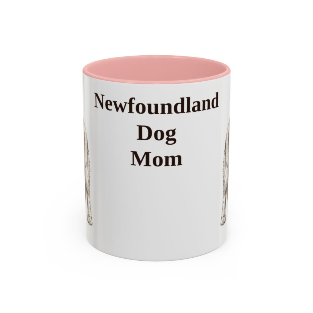 11oz Newfoundland Dog Dog Mom Mug, Pink, front view