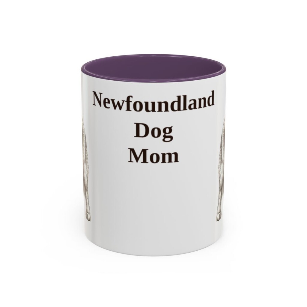 11oz Newfoundland Dog Dog Mom Mug, Purple, front view
