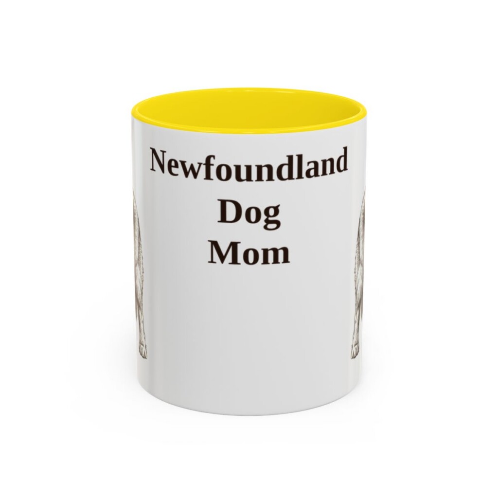 11oz Newfoundland Dog Dog Mom Mug, Yellow, front view