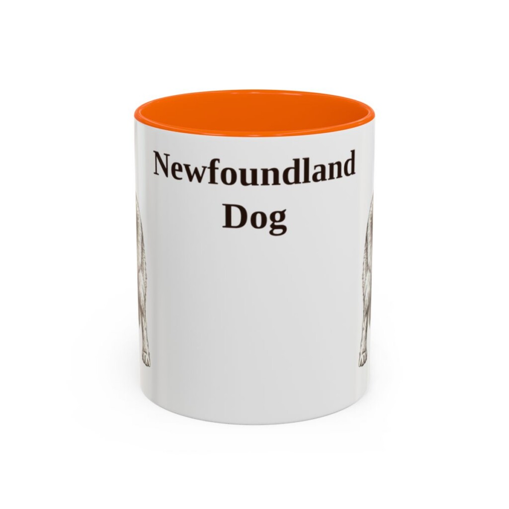 11oz-newfoundland-dog-mug-orange 11oz Newfoundland Dog Mug, Orange, front view