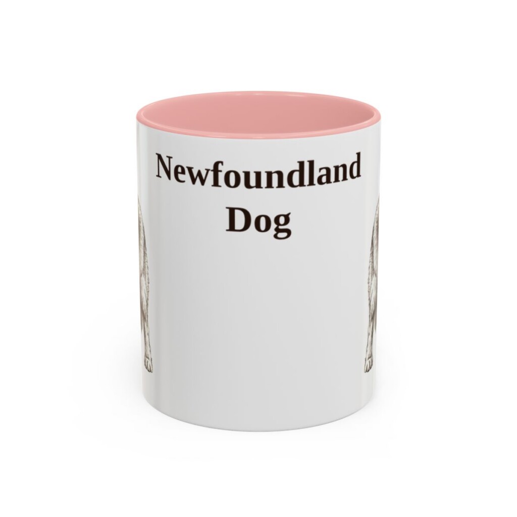 11oz-newfoundland-dog-mug-pink 11oz Newfoundland Dog Mug, Pink, front view