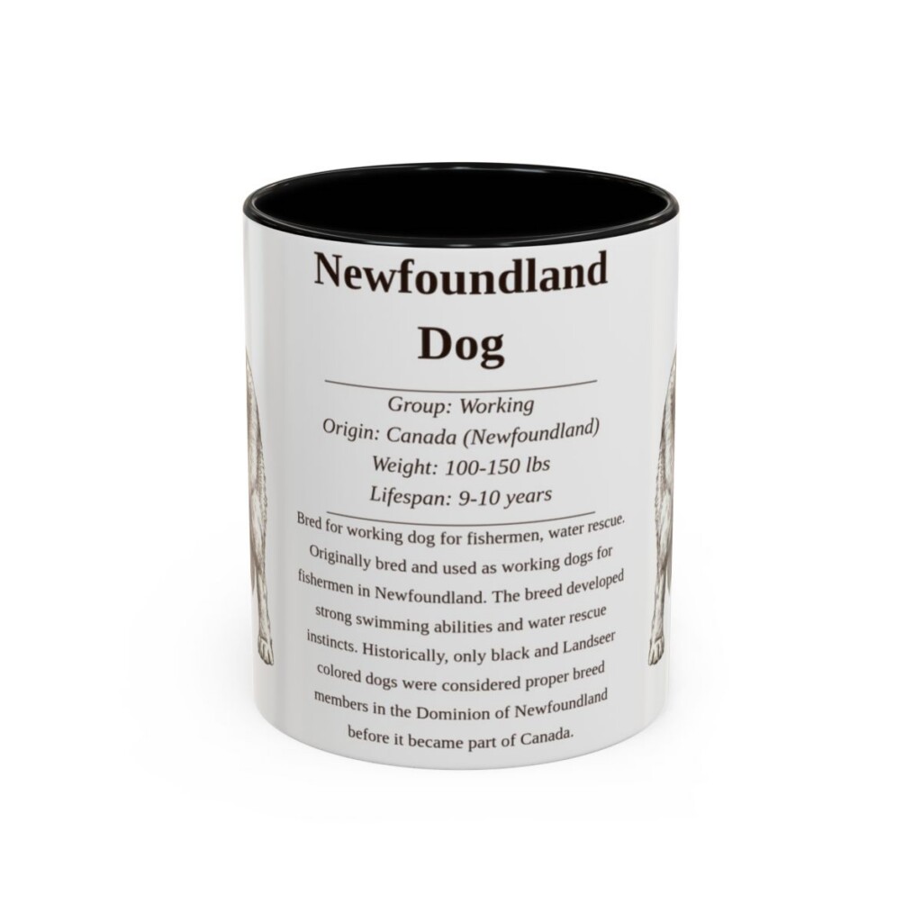11oz Newfoundland Dog Mug, Black, front view