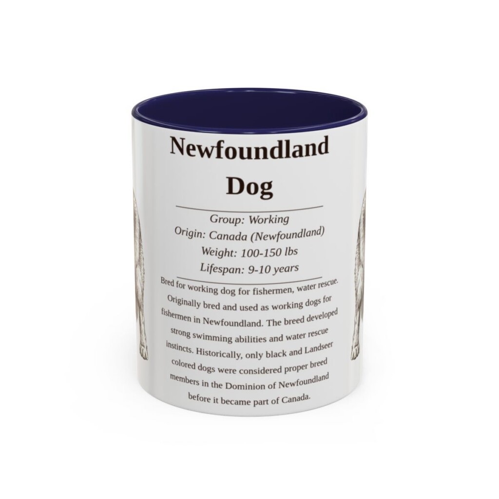 11oz Newfoundland Dog Mug, Navy, front view