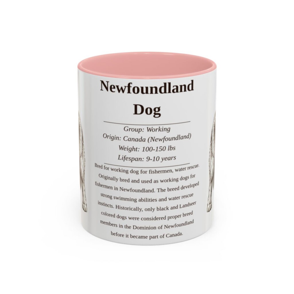 11oz Newfoundland Dog Mug, Pink, front view