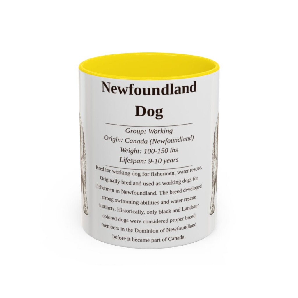 11oz Newfoundland Dog Mug, Yellow, front view