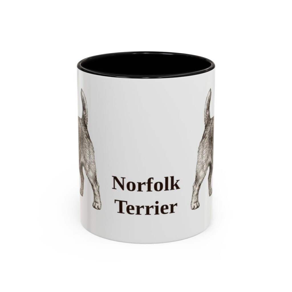 11oz Norfolk Terrier Mug, Black, front view