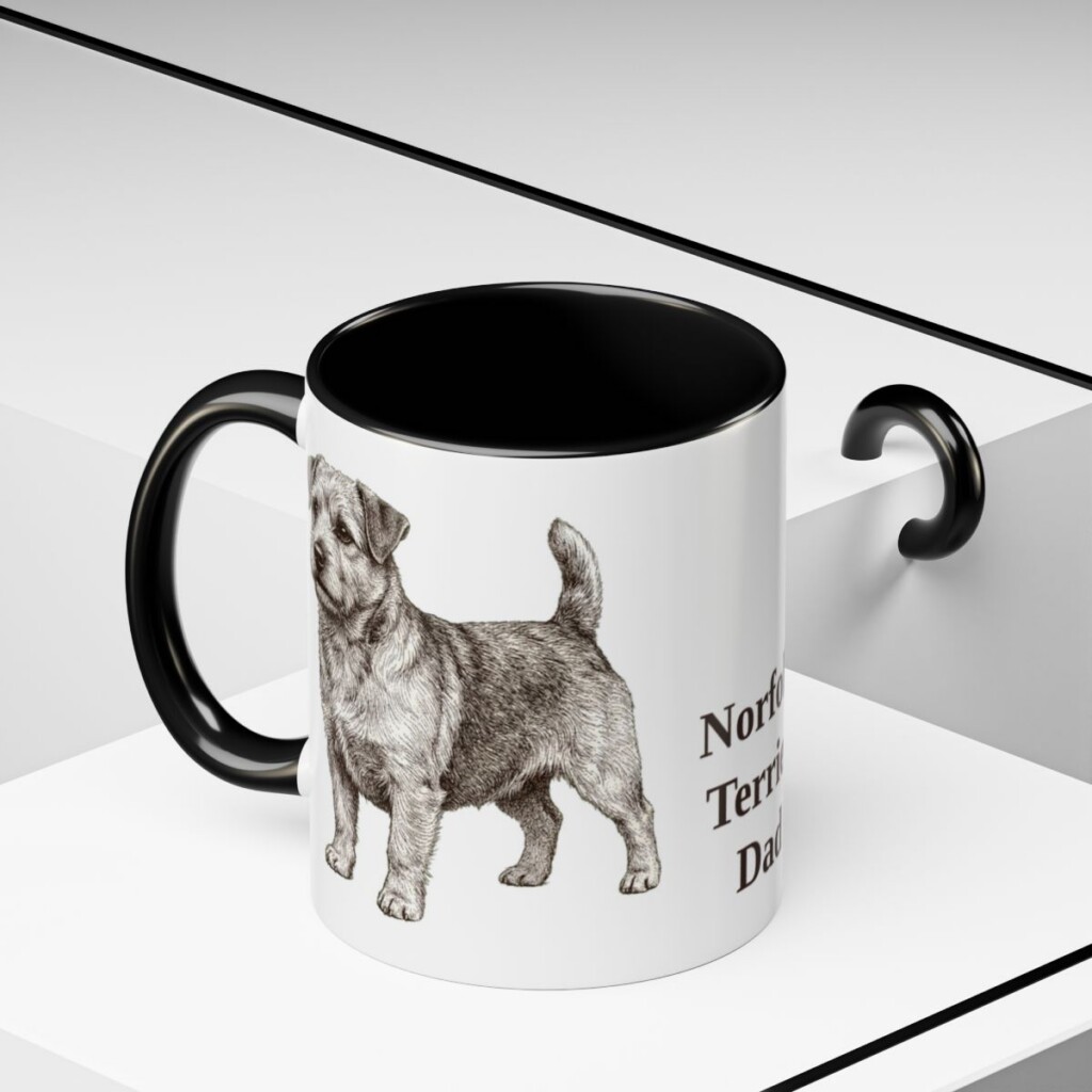 11oz Norfolk Terrier Dog Dad Mug, Black, lifestyle photo