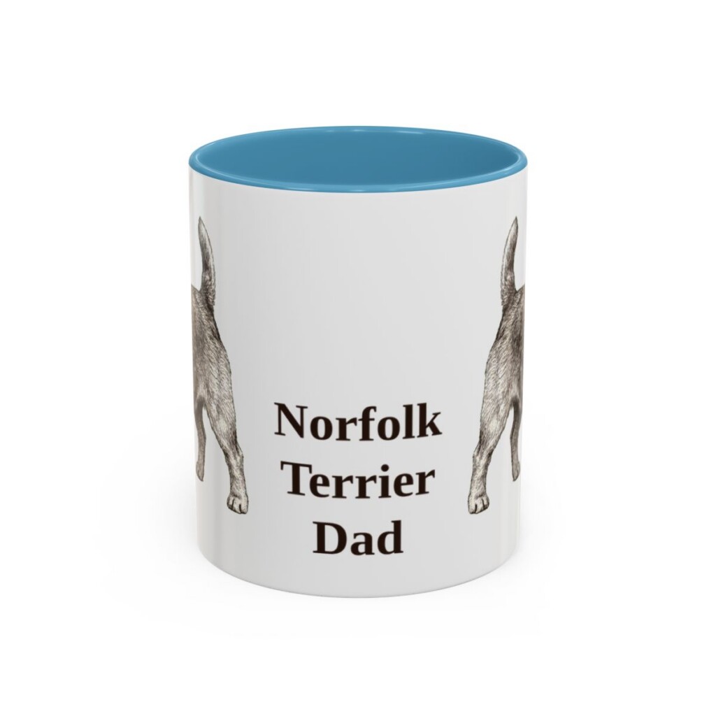 11oz Norfolk Terrier Dog Dad Mug, Light Blue, front view