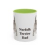 11oz Norfolk Terrier Dog Dad Mug, Light Green, front view