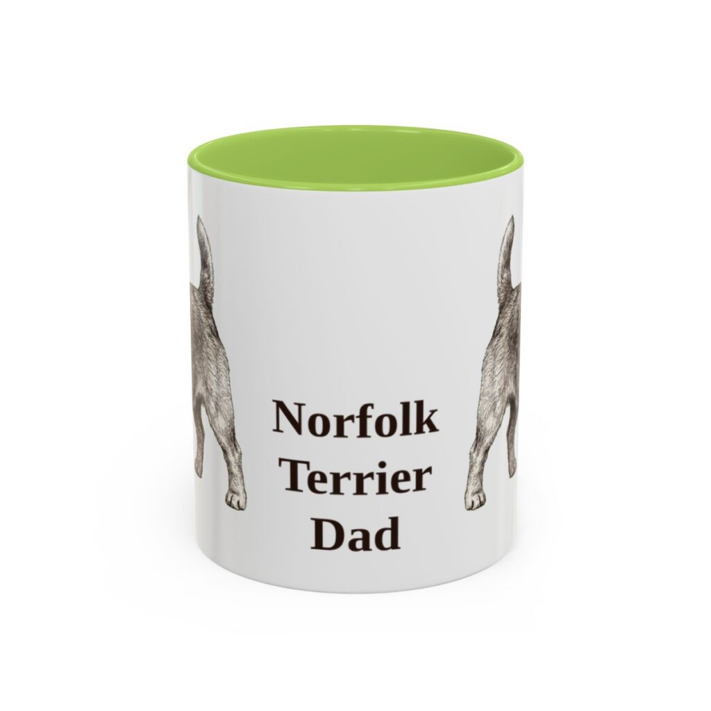 11oz Norfolk Terrier Dog Dad Mug, Light Green, front view