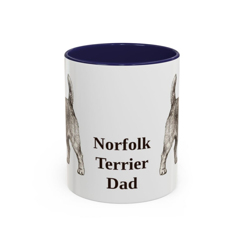 11oz Norfolk Terrier Dog Dad Mug, Navy, front view